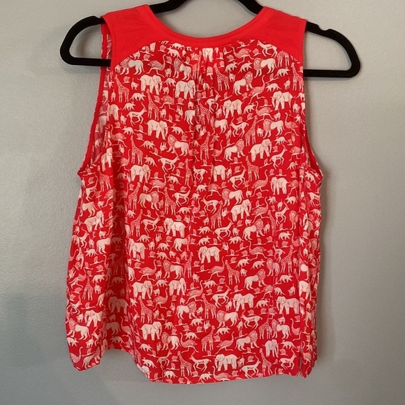 Anthropologie Maeve Red & White Animal Print Top - Size 10P - Picture 6 of 8